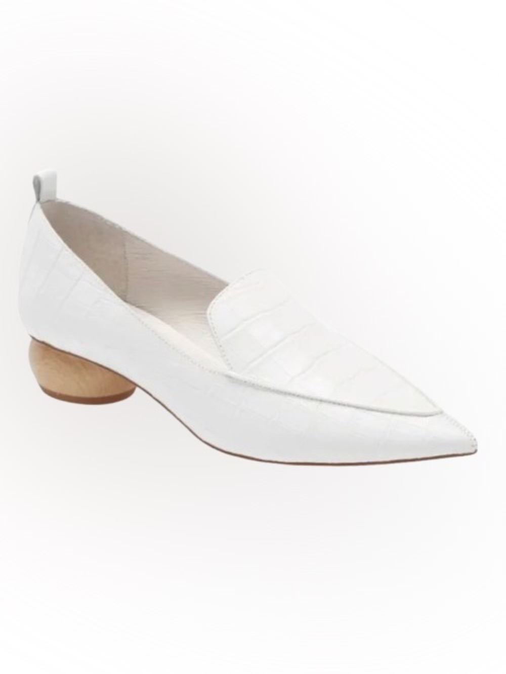 Jeffrey Campbell Women’s Leather Viona White Croc Pointy Toe Loafer Sz 9 Chunky